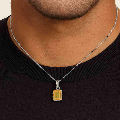Luxury Designer Sterling Silver Yellow Sapphire Pendant