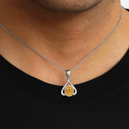 Bold & Stylish Sterling Silver Yellow Sapphire Pendant