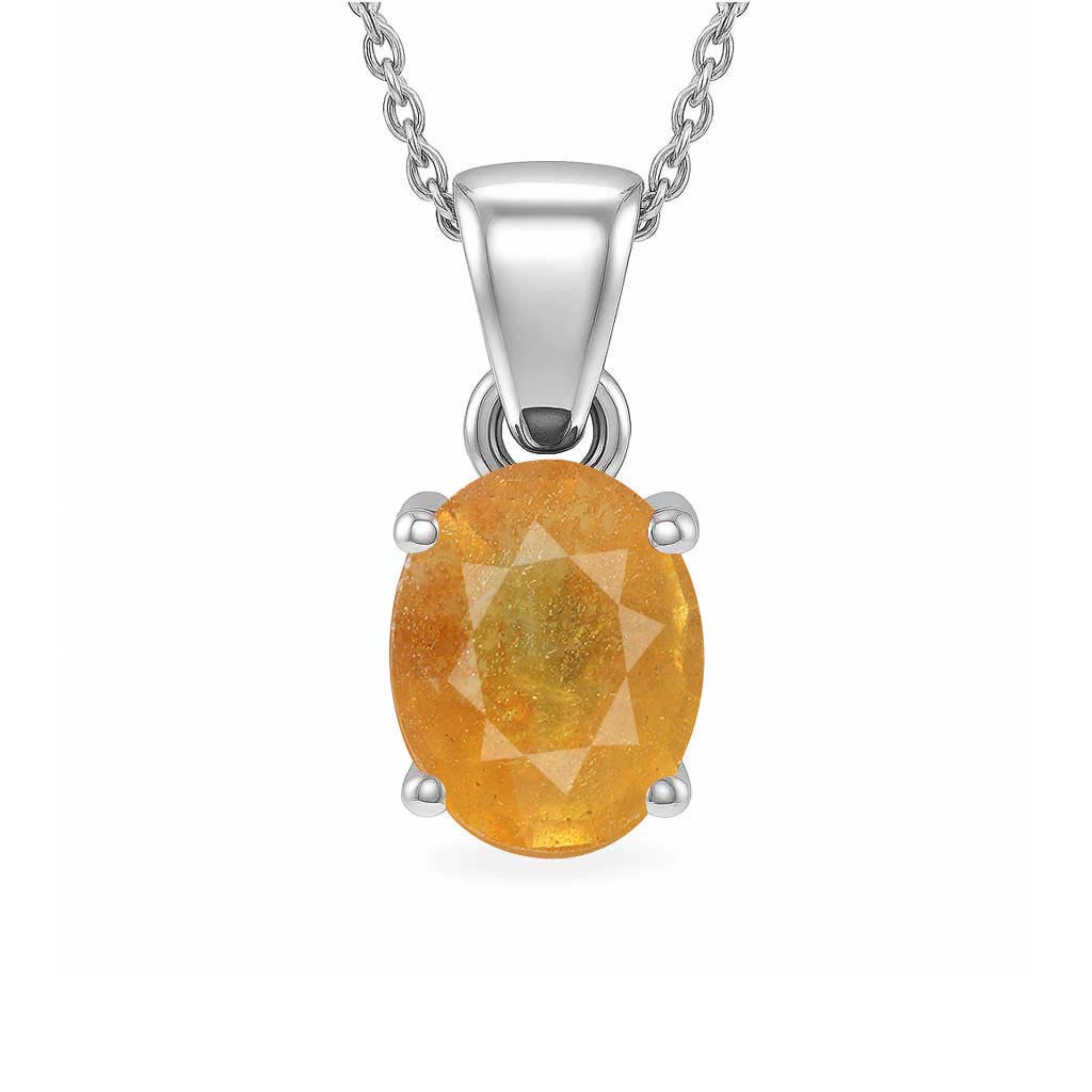 Classic 925 Sterling Silver Yellow Sapphire Pendant