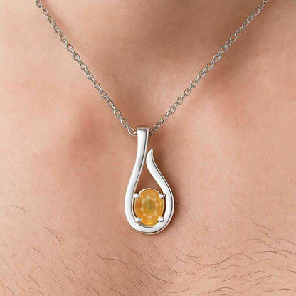 Pure Sterling Silver Yellow Sapphire Pendant