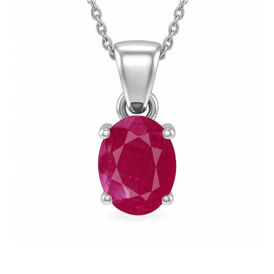 Luxury Designer Ruby Stone Pendant in Pure Silver
