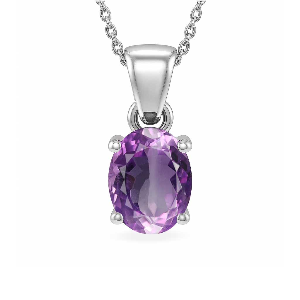Elegant Pure Sterling Silver Amethyst Stone Pendant