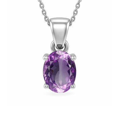 Elegant Pure Sterling Silver Amethyst Stone Pendant