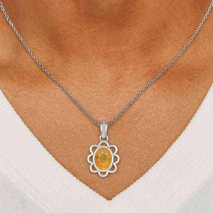 Modern 925 Silver Yellow Sapphire Stone Pendant