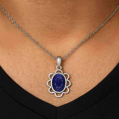Timeless 925 Silver Blue Sapphire Stone Pendant