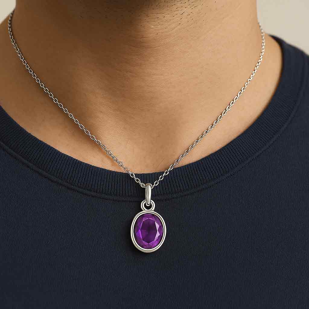 Classic Sterling Silver Natural Amethyst Pendant