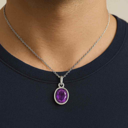 Classic Sterling Silver Natural Amethyst Pendant