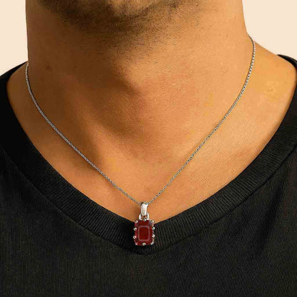 Luxury Designer 925 Silver Hessonite Garnet Pendant