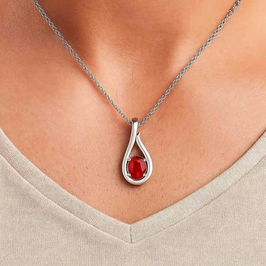 Timeless 925 Silver Ruby Stone Pendant