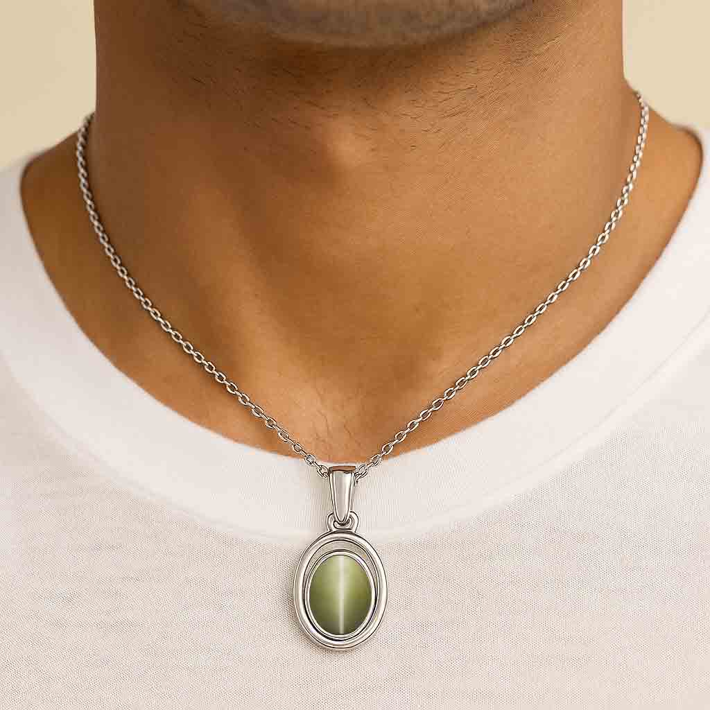 Luxury Designer Cat's Eye Pendant in Pure 925 Silver