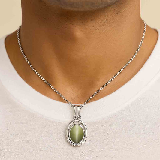 Luxury Designer Cat's Eye Pendant in Pure 925 Silver
