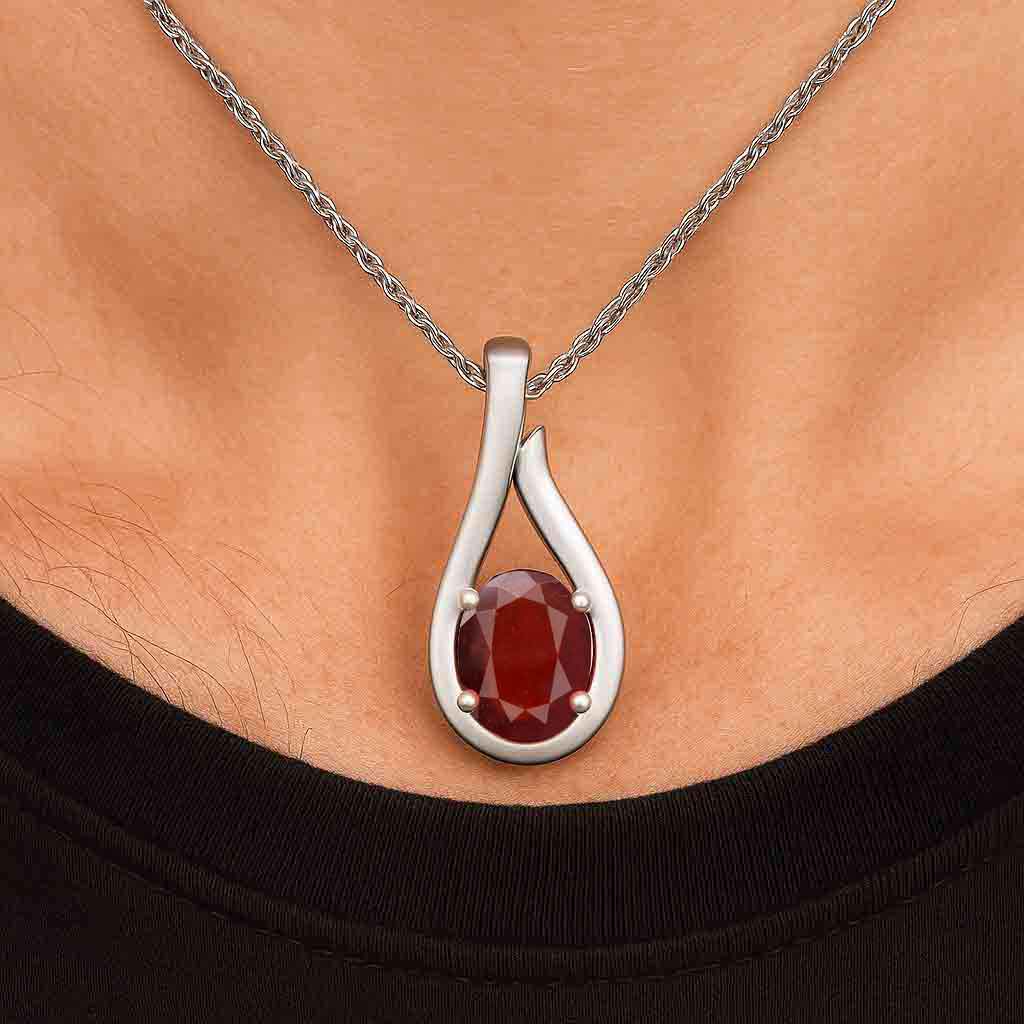 Timeless Sterling Silver Hessonite Garnet Stone Pendant