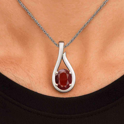 Timeless Sterling Silver Hessonite Garnet Stone Pendant