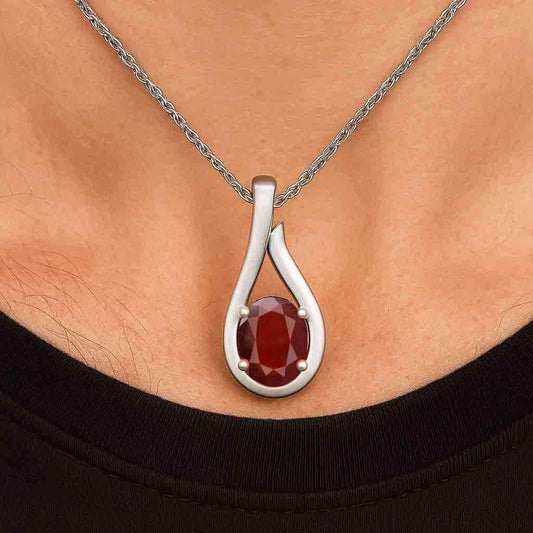 Timeless Sterling Silver Hessonite Garnet Stone Pendant