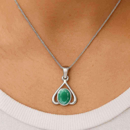 Timeless 925 Silver Emerald Stone Pendant