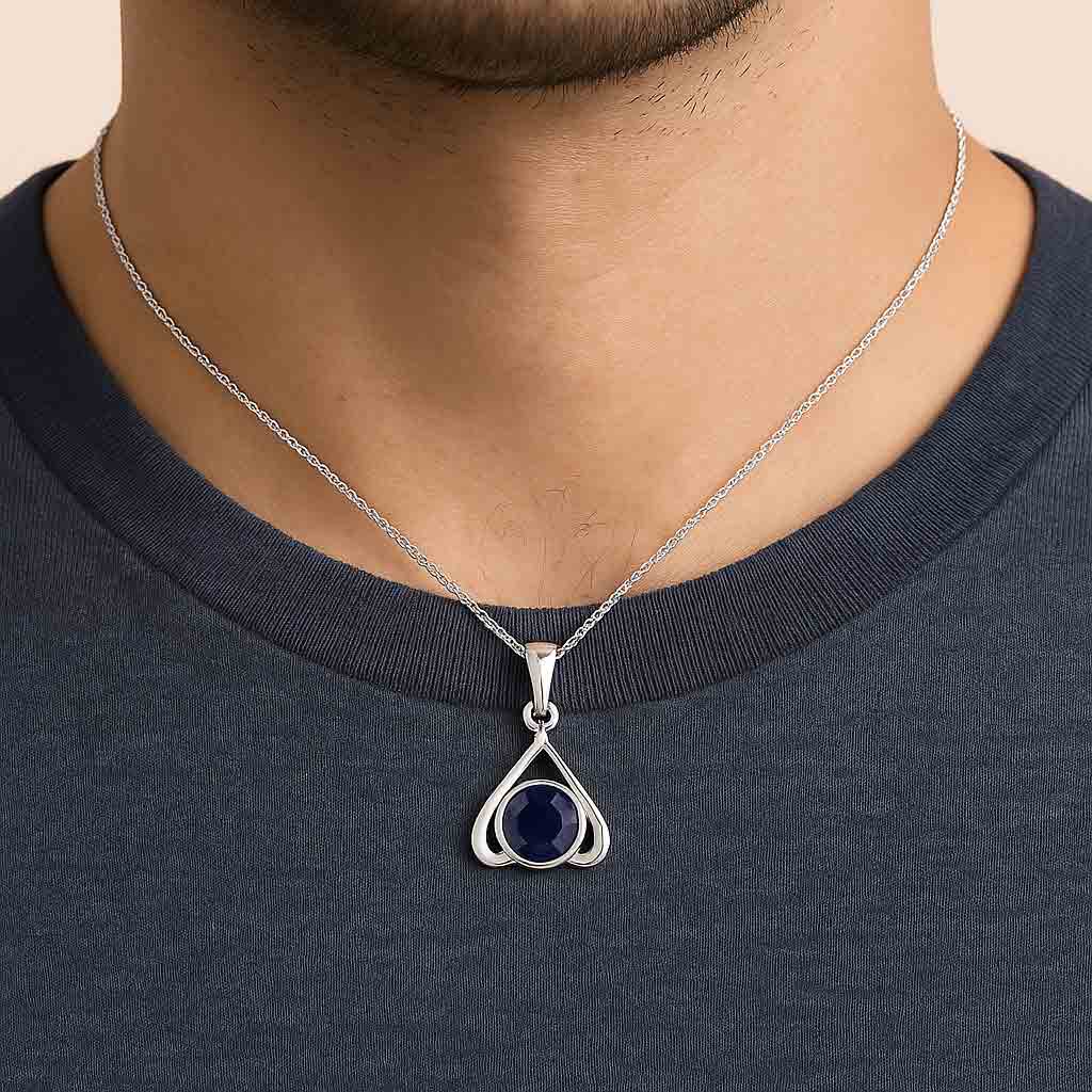 Royal Crafted 925 Silver Blue Sapphire Gemstone Pendant