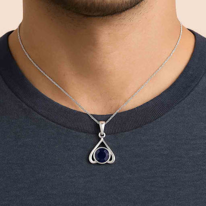 Royal Crafted 925 Silver Blue Sapphire Gemstone Pendant