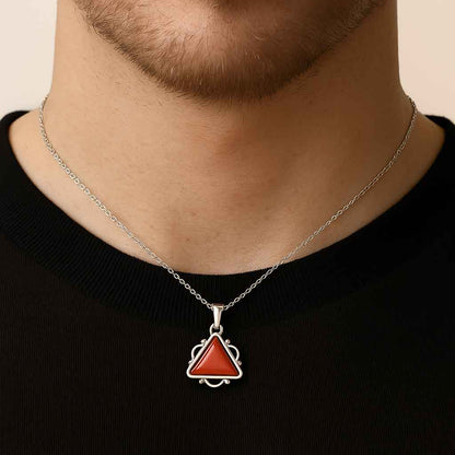Pure Sterling Silver Red Coral Gemstone Pendant