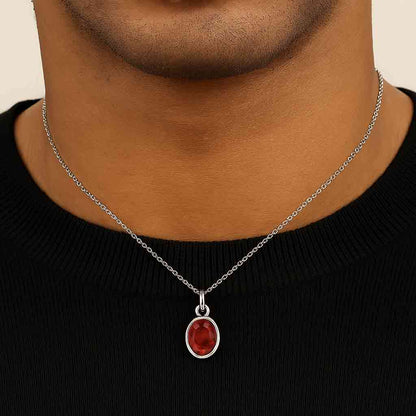 Pure Sterling Silver Hessonite Garnet Stone Pendant