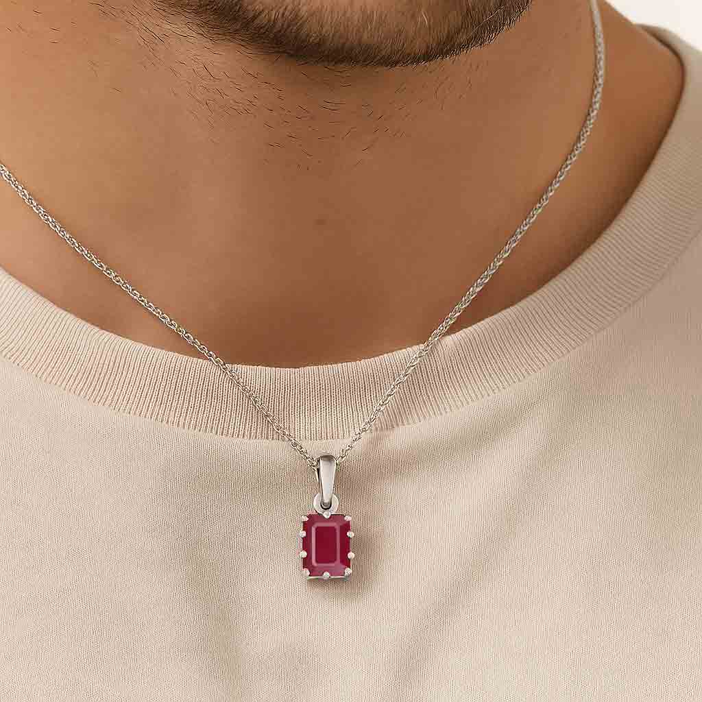 Vintage Style Ruby Pendant in Sterling Silver