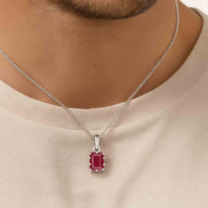 Vintage Style Ruby Pendant in Sterling Silver
