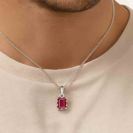 Vintage Style Ruby Pendant in Sterling Silver