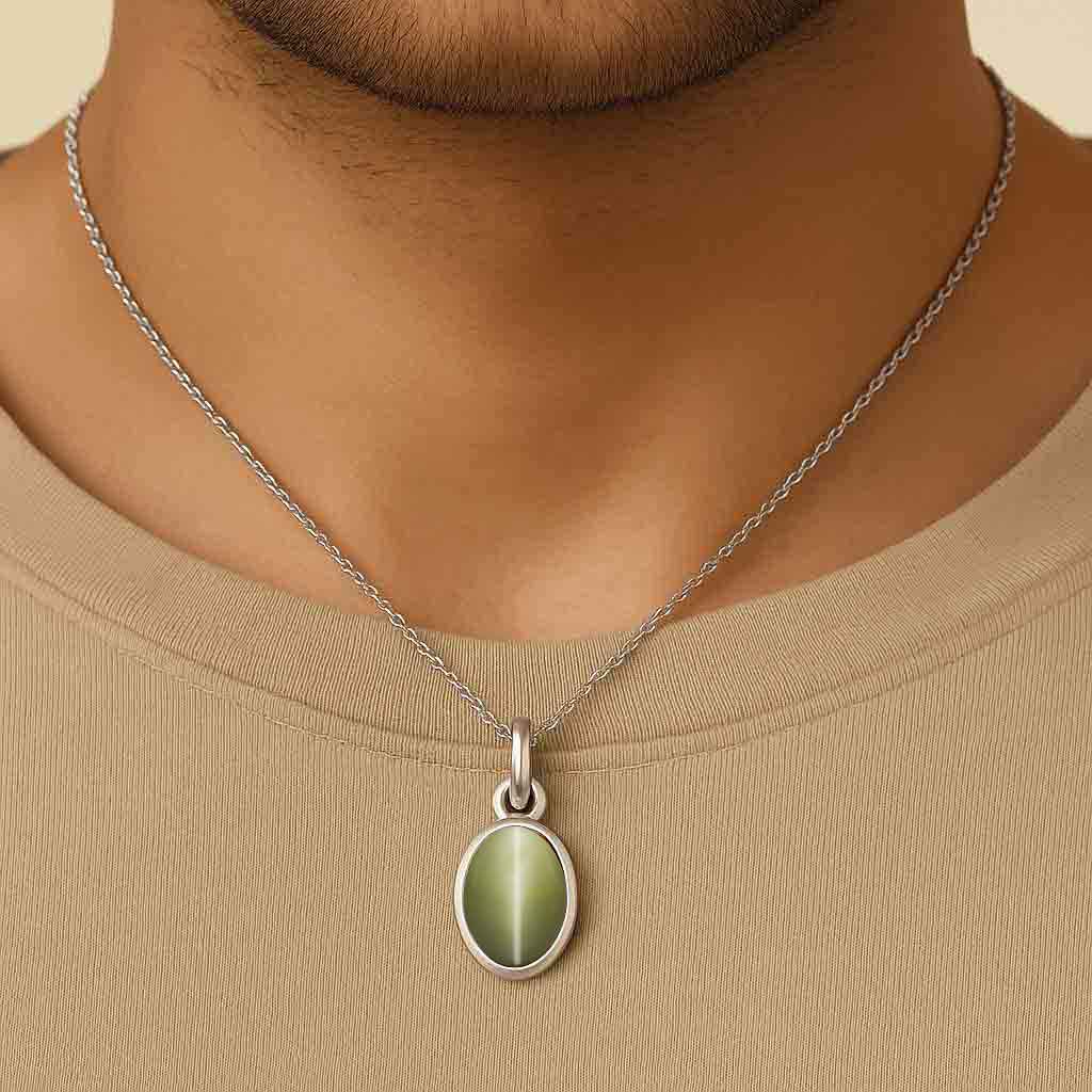 Timeless 925 Sterling Silver Cat's Eye Gemstone Pendant