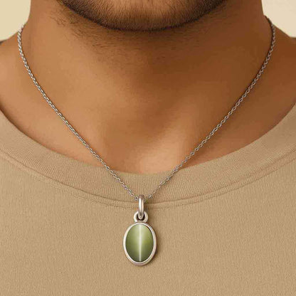 Timeless 925 Sterling Silver Cat's Eye Gemstone Pendant