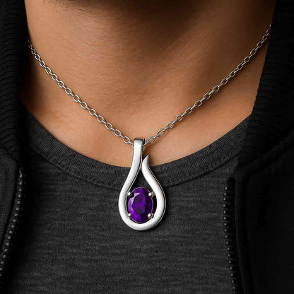 Timeless Sterling Silver Natural Amethyst Pendant