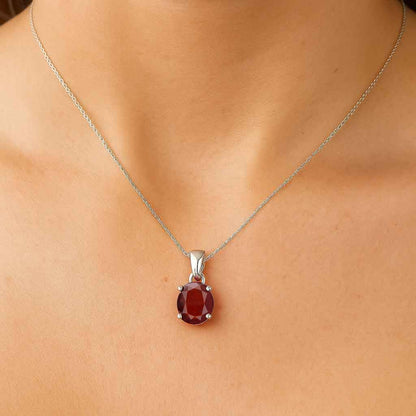 Stunning Sterling Silver Hessonite Garnet Stone Pendant