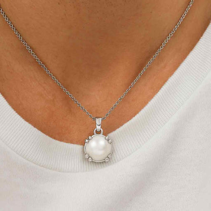 Modern 925 Sterling Silver Pearl Gemstone Pendant