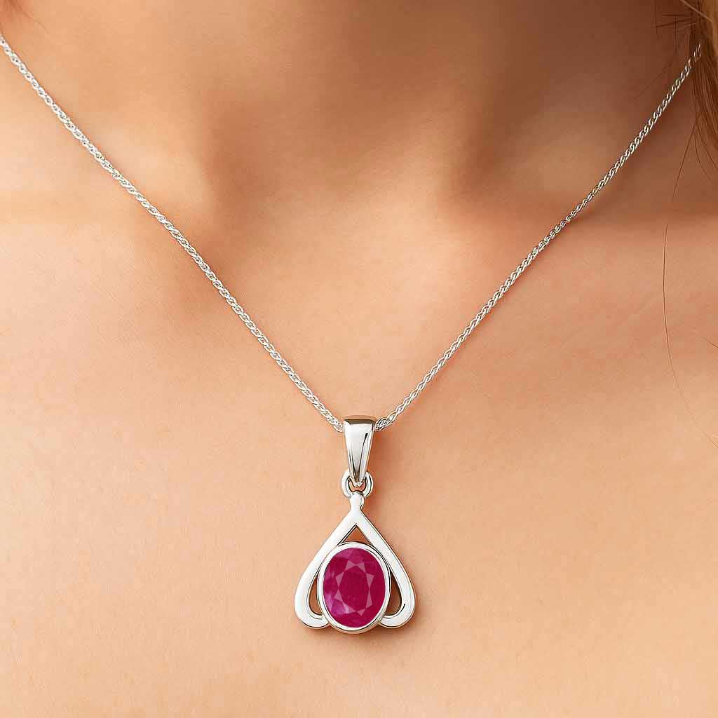 Royal Crafted 925 Silver Ruby Gemstone Pendant