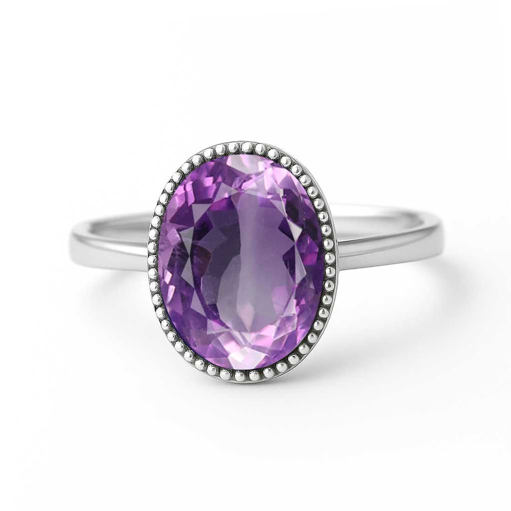Royal Collection Sterling Silver Women’s Amethyst Ring