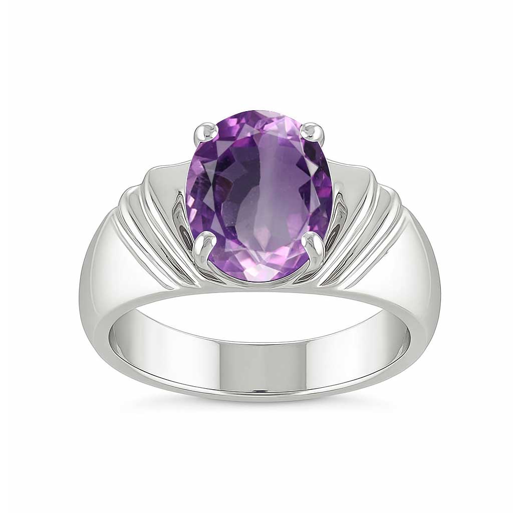 Bold & Stylish 925 Sterling Silver Men’s Amethyst Ring