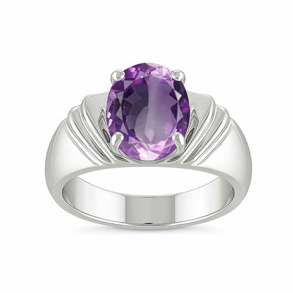 Bold & Stylish 925 Sterling Silver Men’s Amethyst Ring
