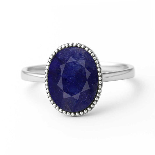 Stylish Daily Wear Blue Sapphire Ring in 925 Sterling Silver
