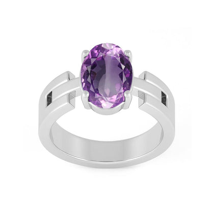 Vintage 925 Silver Amethyst Stone Ring for Men