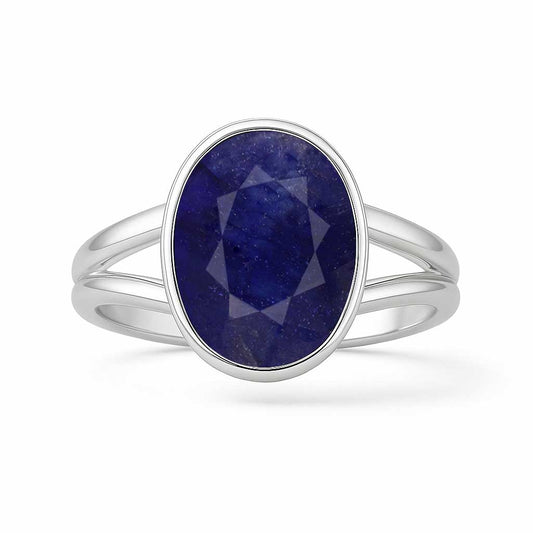 Authentic Blue Sapphire (Neelam) Silver Ring for Women