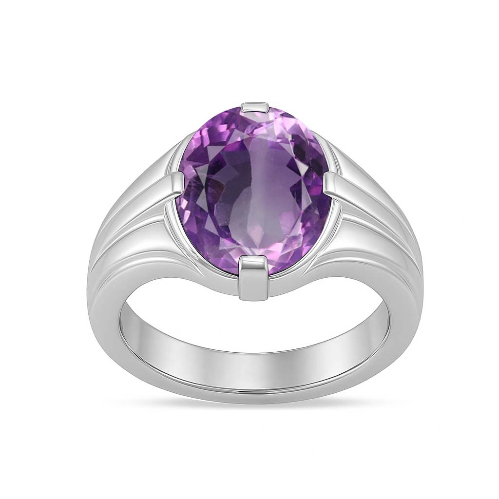 Handcrafted Sterling Silver Premium Men’s Amethyst Ring