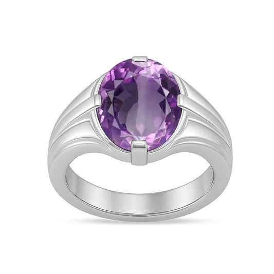 Handcrafted Sterling Silver Premium Men’s Amethyst Ring