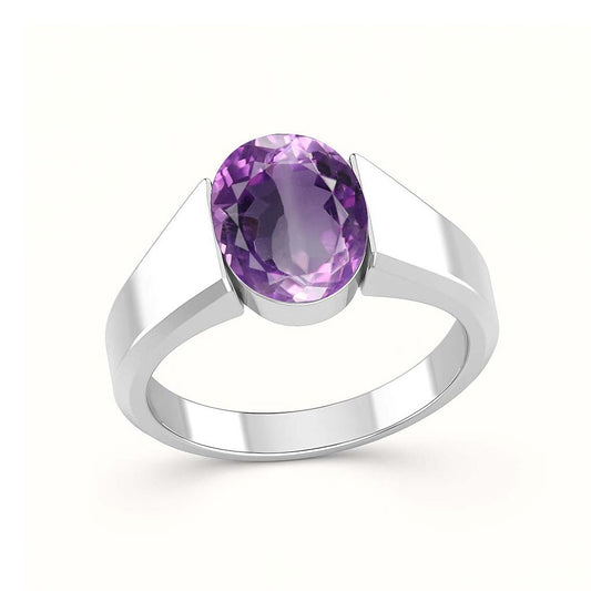 Classic Royal 925 Sterling Silver Men's Amethyst Stone Ring