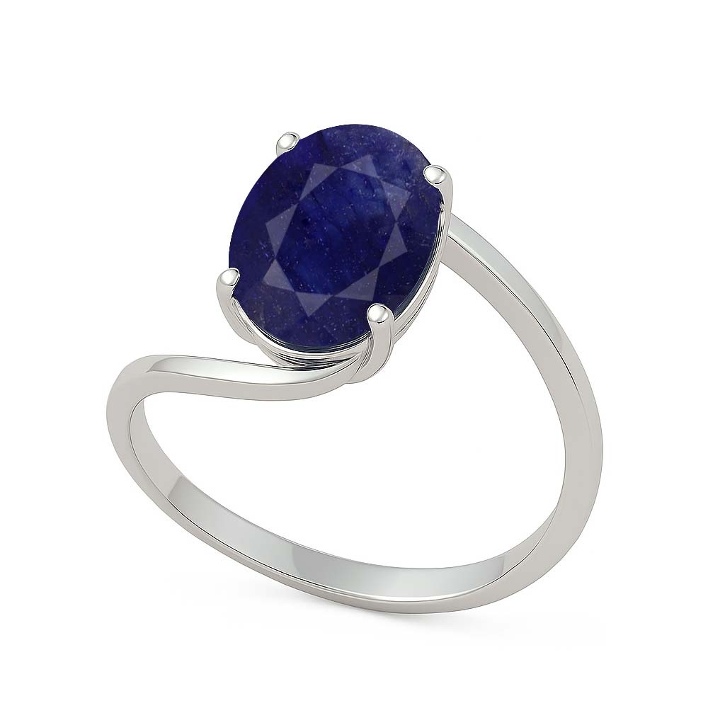 Authentic 925 Silver Ring for Women with Blue Sapphire Stone