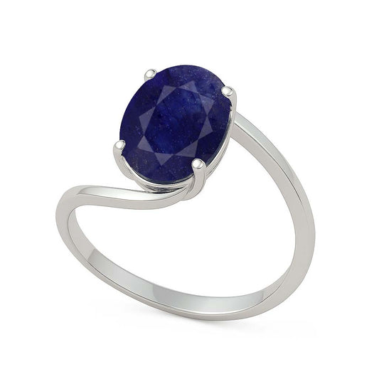 Authentic 925 Silver Ring for Women with Blue Sapphire Stone