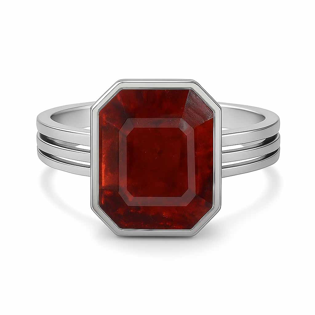 Vintage Sterling Silver Hessonite Garnet Ring for Men