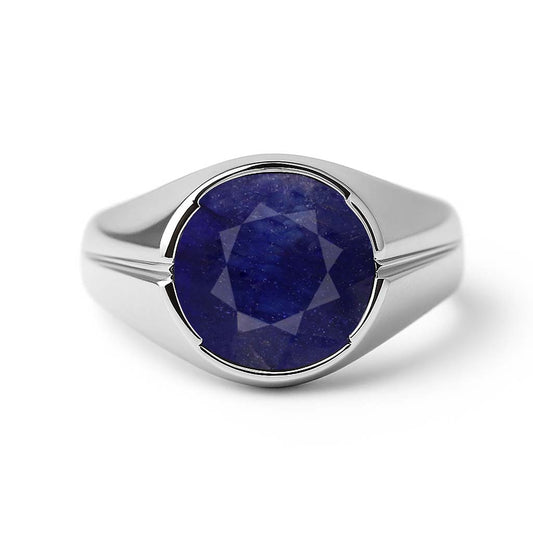 Pure Silver 925 Blue Sapphire Gemstone Ring Designed for Women