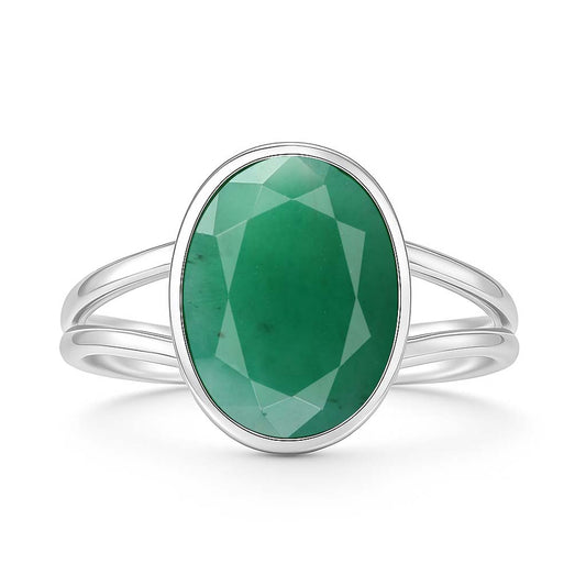 Elegant 925 Silver Emerald Stone Ring for Women