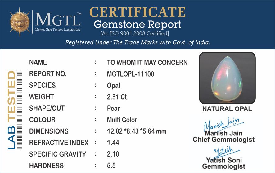 Opal - 2.31 Carats (Dudhiya Pathar - 2.55 Ratti)