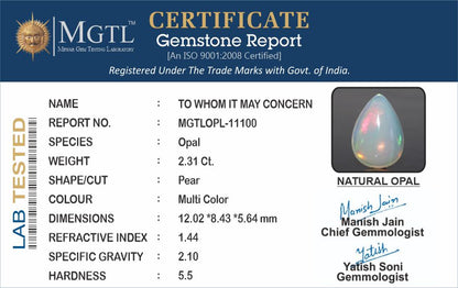 Opal - 2.31 Carats (Dudhiya Pathar - 2.55 Ratti)