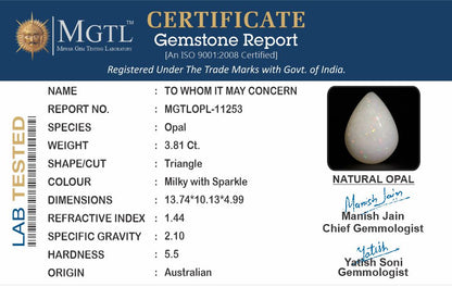 Opal - 3.81 Carats (Dudhiya Pathar - 4.15 Ratti)