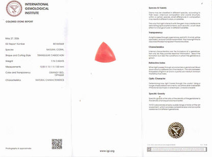 Red Coral (Moonga) Gemstone - 7.76 Carats